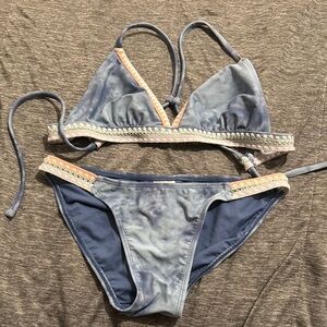 Stylish Blue and Gray Bikini Set